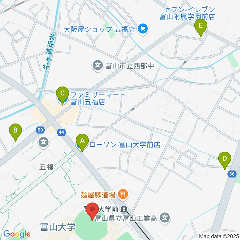 県営富山野球場周辺のコンビニエンスストア一覧地図