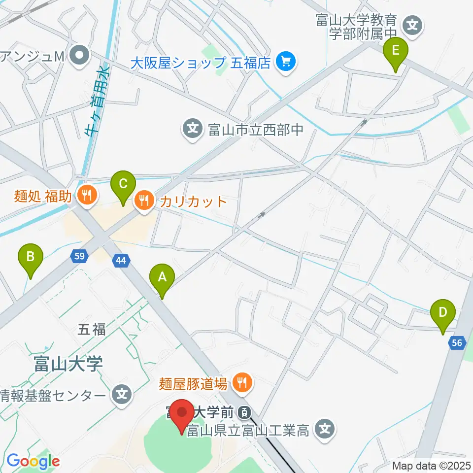 県営富山野球場周辺のコンビニエンスストア一覧地図