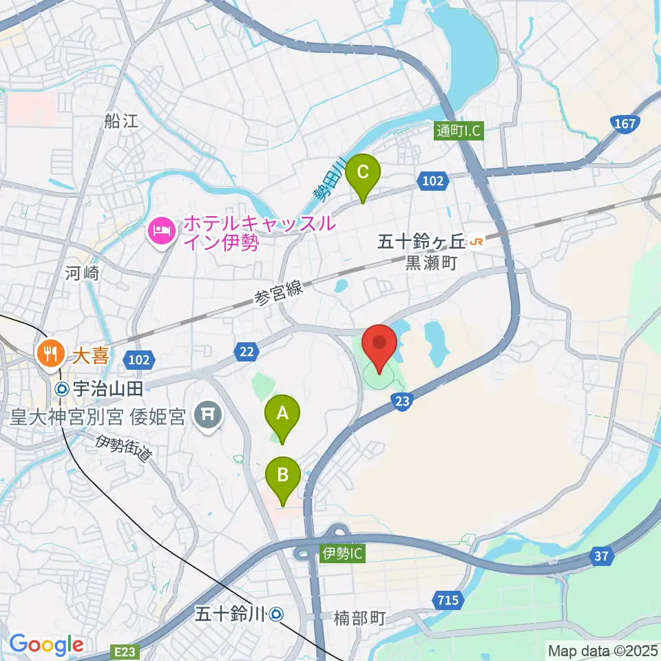 ダイムスタジアム伊勢周辺のコンビニエンスストア一覧地図