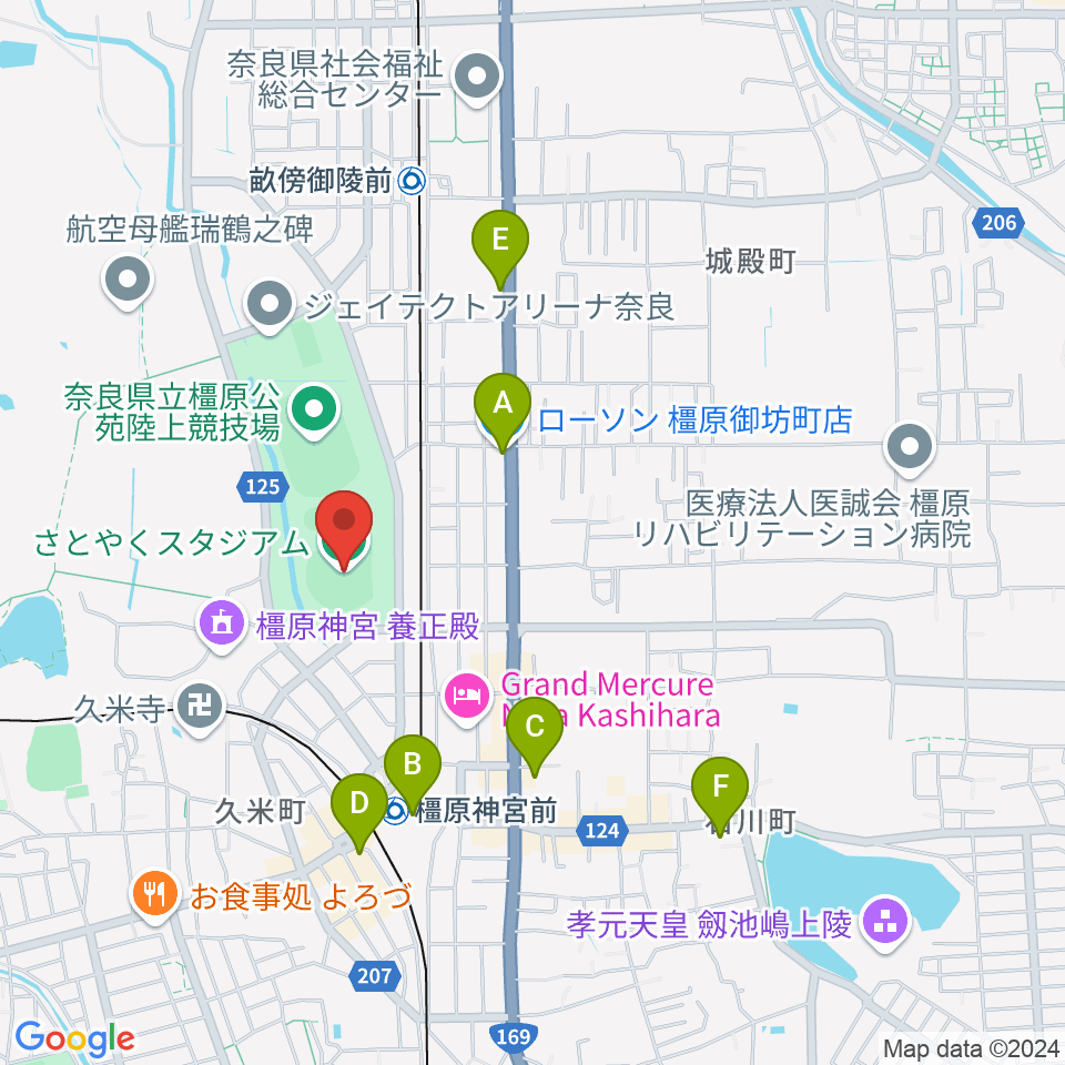 さとやくスタジアム周辺のコンビニエンスストア一覧地図