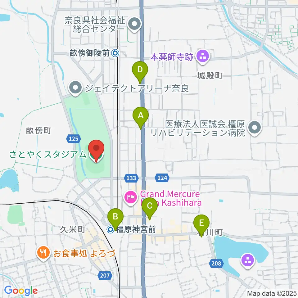さとやくスタジアム周辺のコンビニエンスストア一覧地図