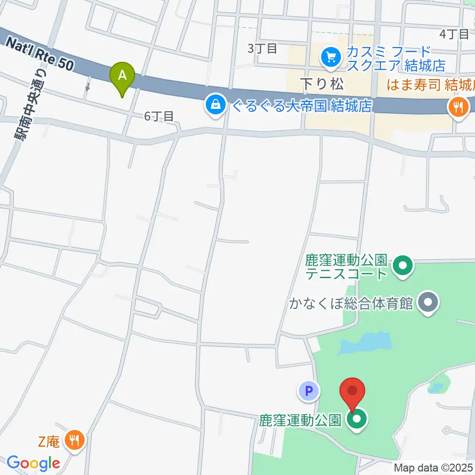 鹿窪運動公園野球場周辺のコンビニエンスストア一覧地図