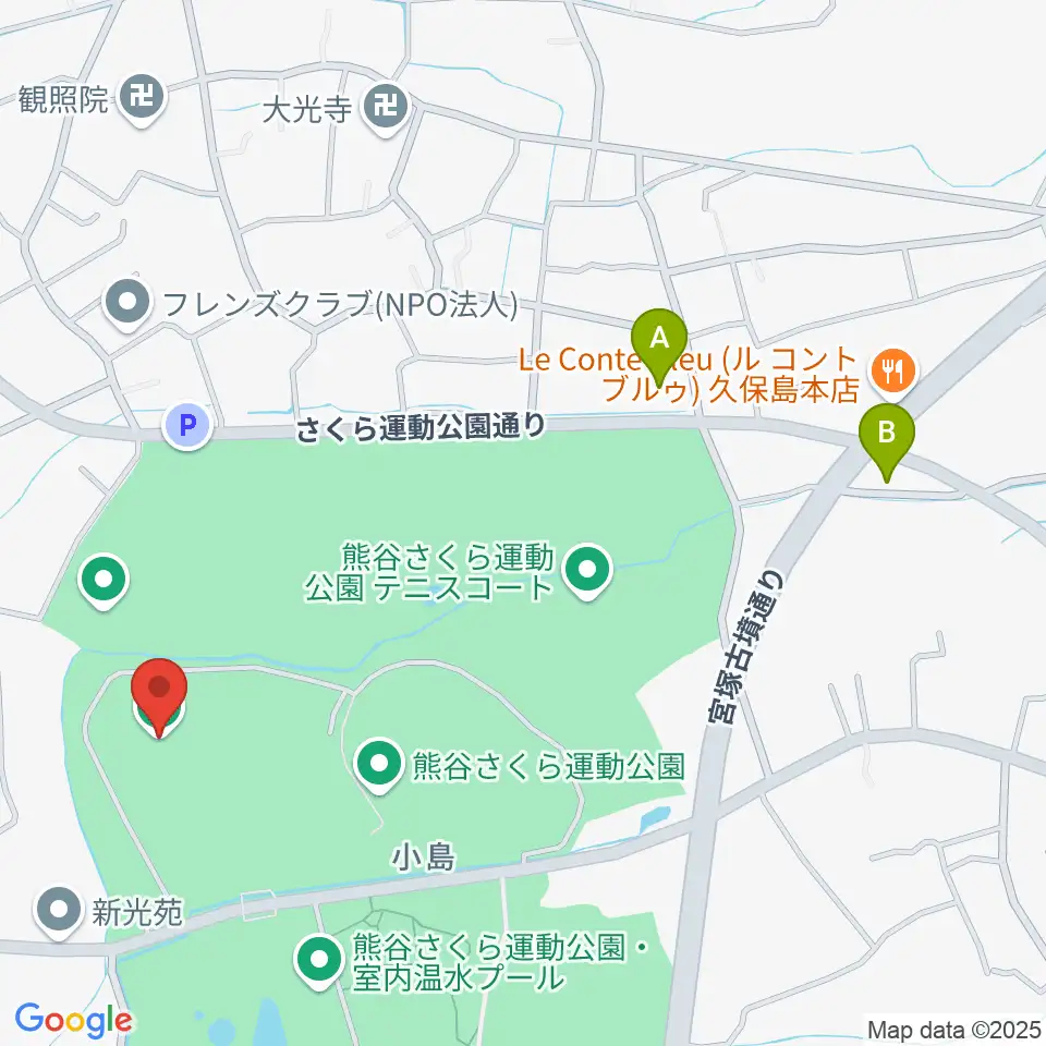 おふろcafe'ハレニワスタジアム熊谷周辺のコンビニエンスストア一覧地図