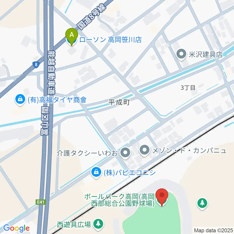 ボールパーク高岡周辺のコンビニエンスストア一覧地図