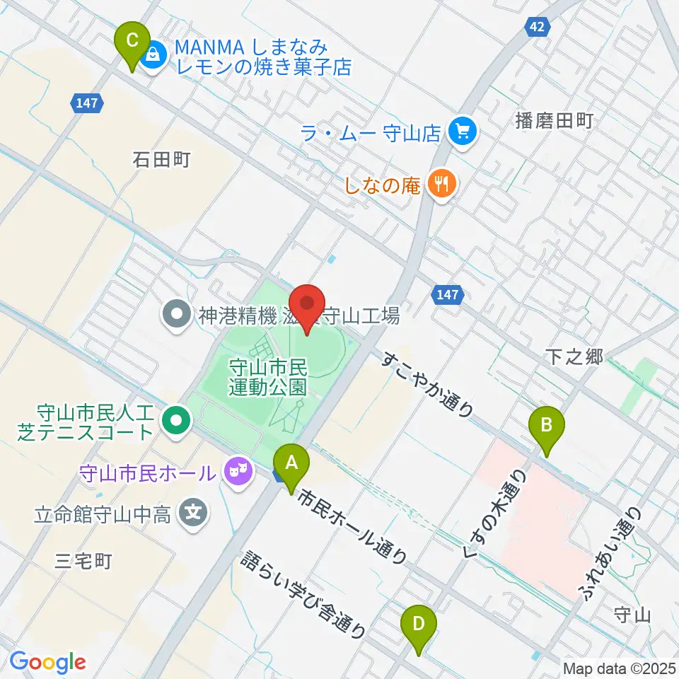 守山市民球場周辺のコンビニエンスストア一覧地図