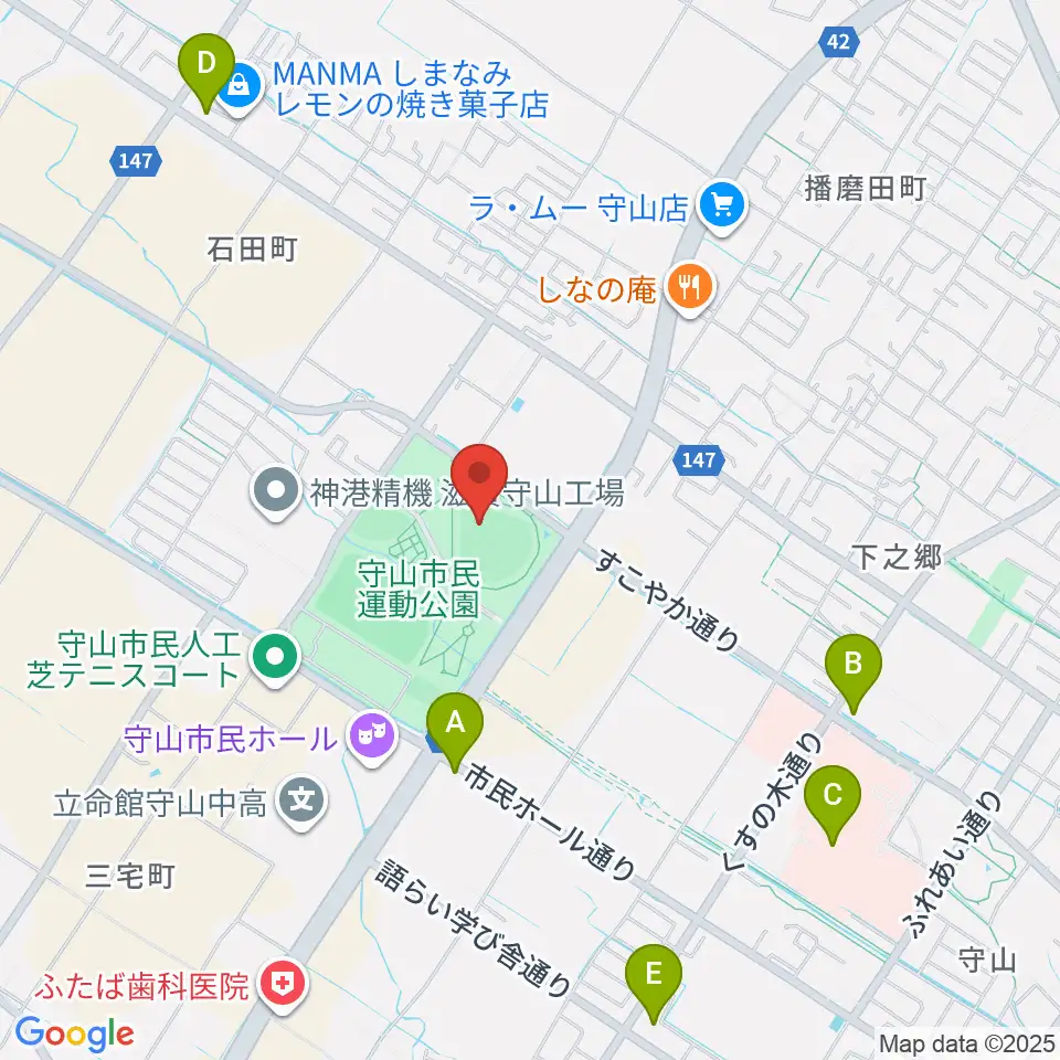 守山市民球場周辺のコンビニエンスストア一覧地図