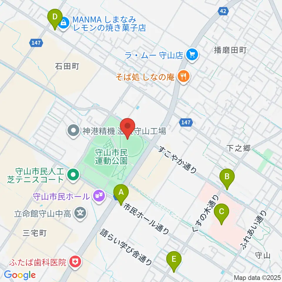 守山市民球場周辺のコンビニエンスストア一覧地図