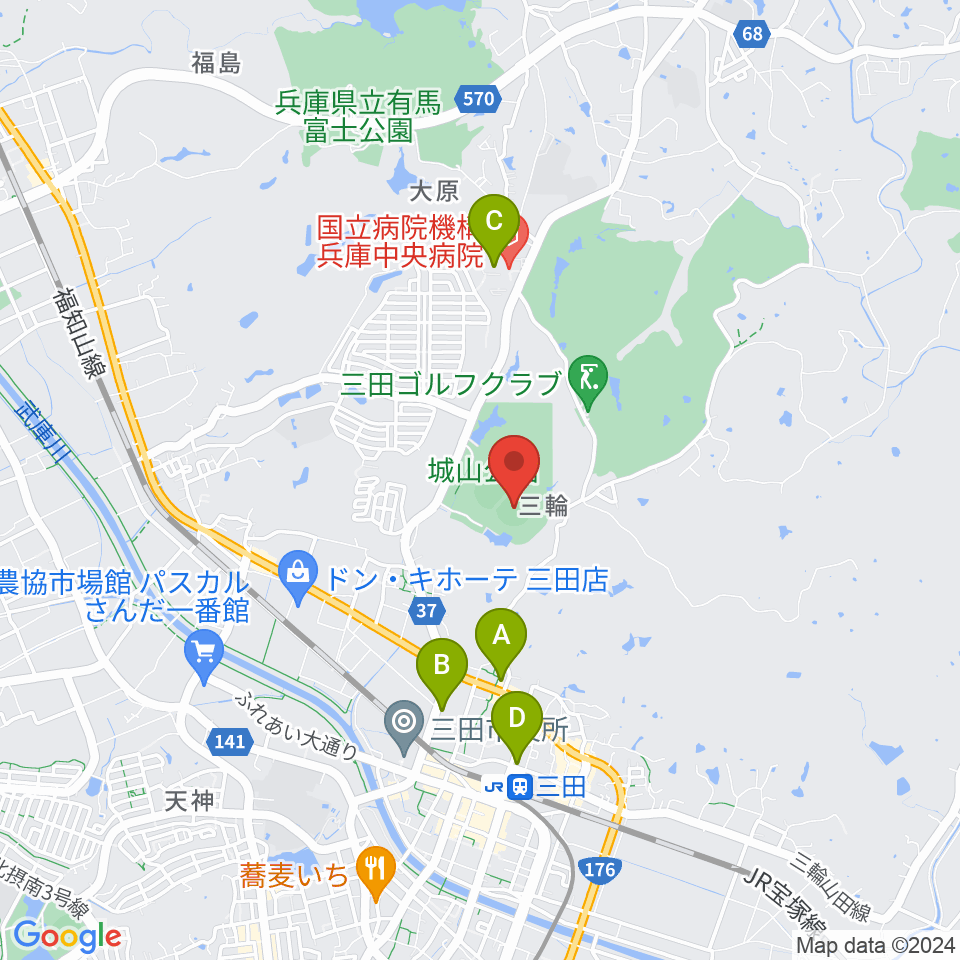 神姫バスキッピースタジアム周辺のコンビニエンスストア一覧地図