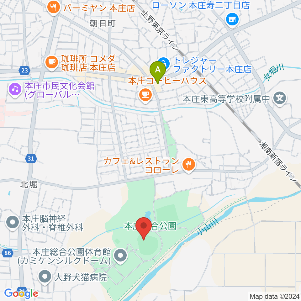 ケイアイスタジアム周辺のコンビニエンスストア一覧地図