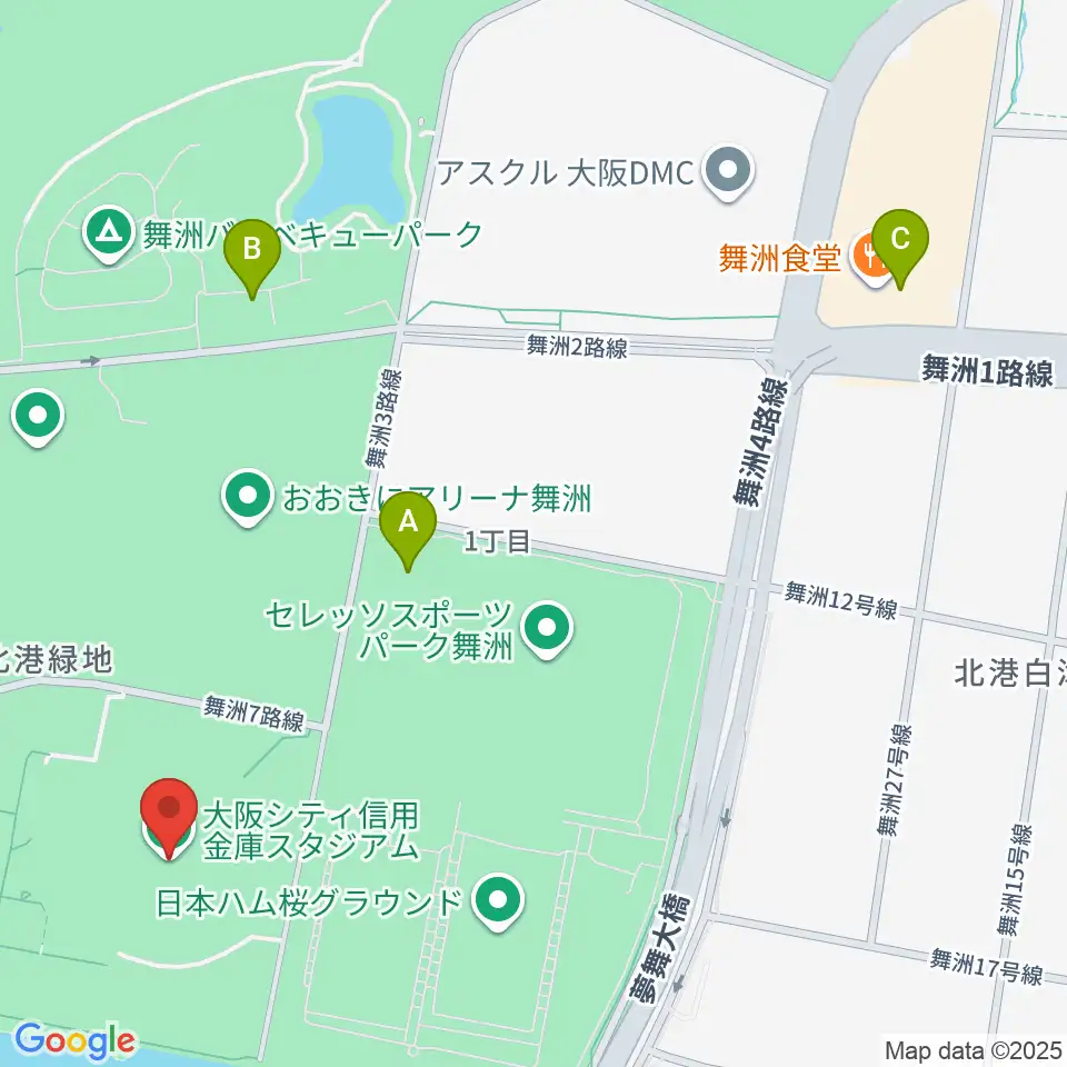 大阪シティ信用金庫スタジアム周辺のコンビニエンスストア一覧地図