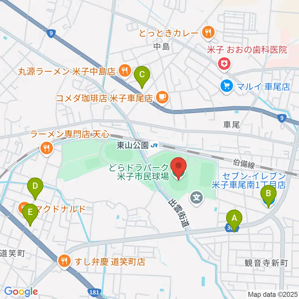 どらドラパーク米子市民球場周辺のコンビニエンスストア一覧地図