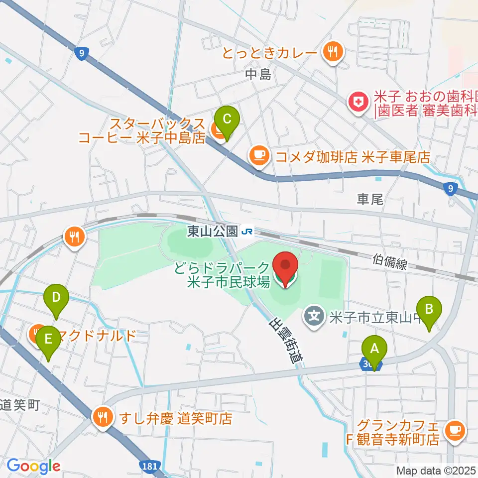 どらドラパーク米子市民球場周辺のコンビニエンスストア一覧地図
