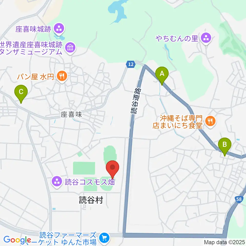 オキハム読谷平和の森球場周辺のコンビニエンスストア一覧地図