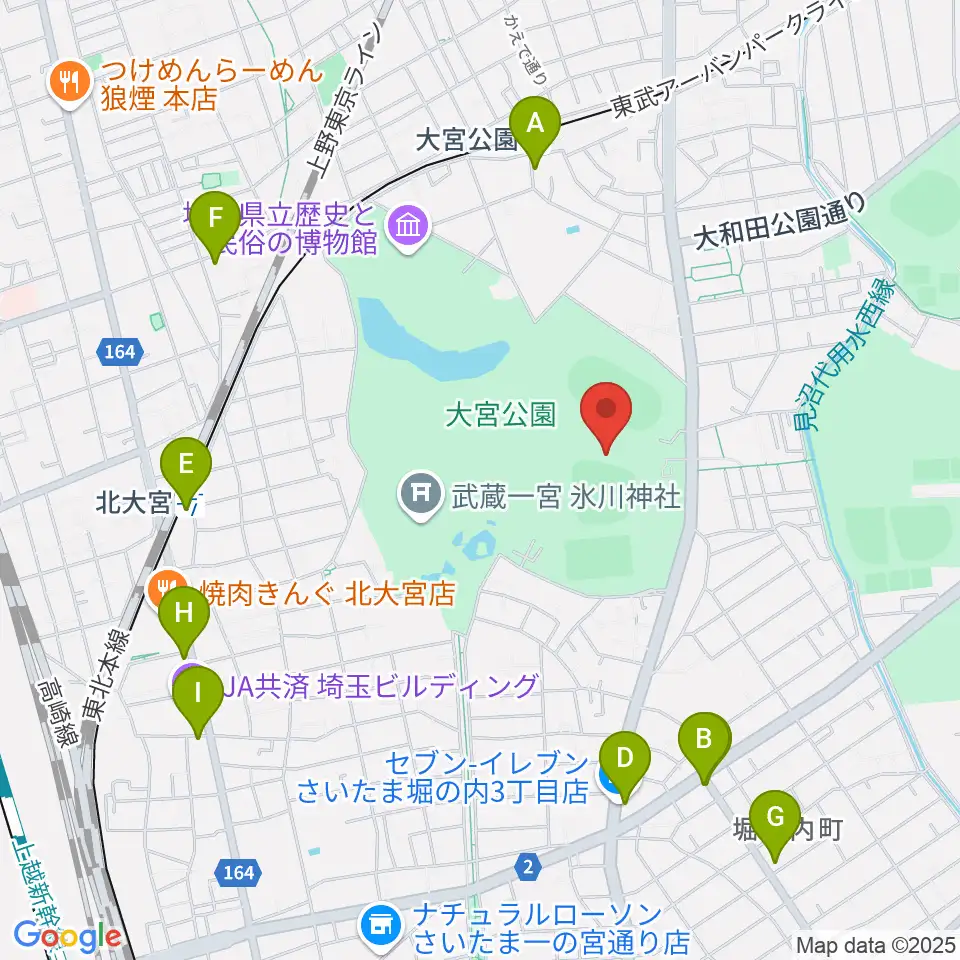 埼玉県営大宮公園野球場周辺のコンビニエンスストア一覧地図