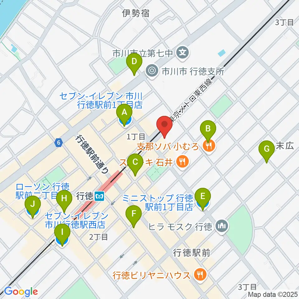 ワイルドフラワー・スタジオ行徳周辺のコンビニエンスストア一覧地図