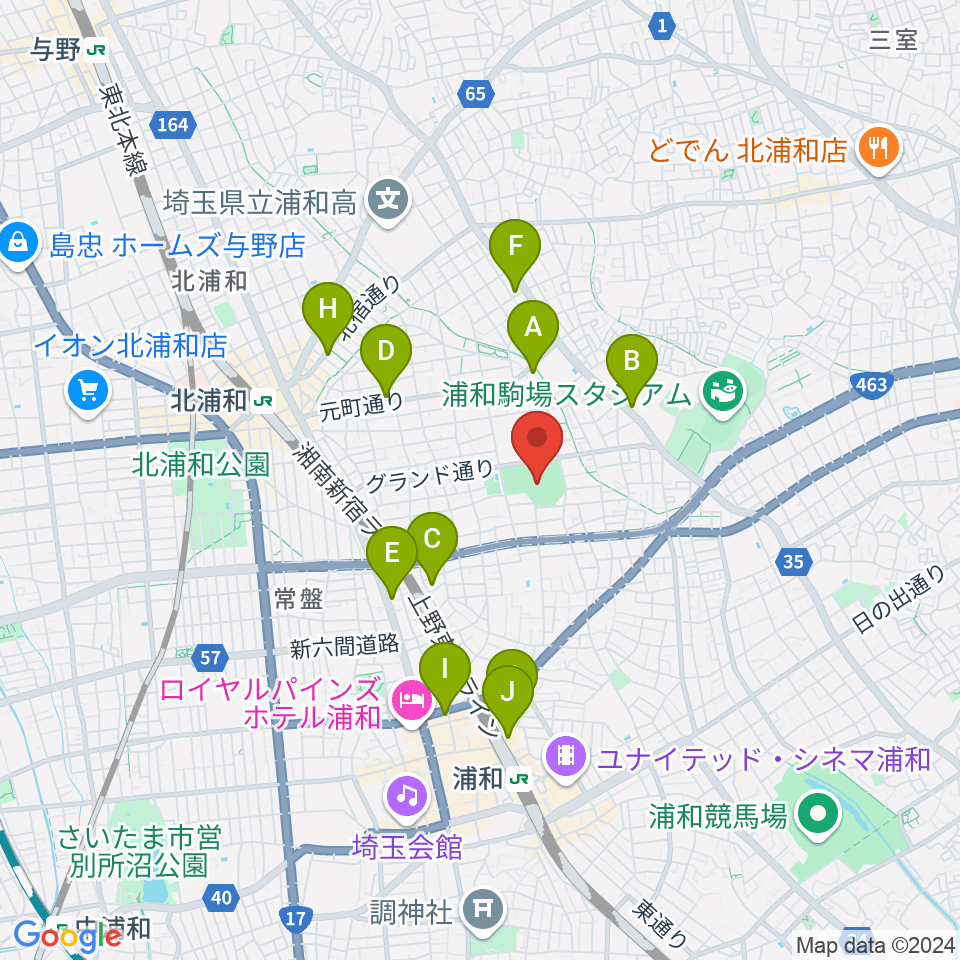 アイル・スタジアム浦和周辺のコンビニエンスストア一覧地図