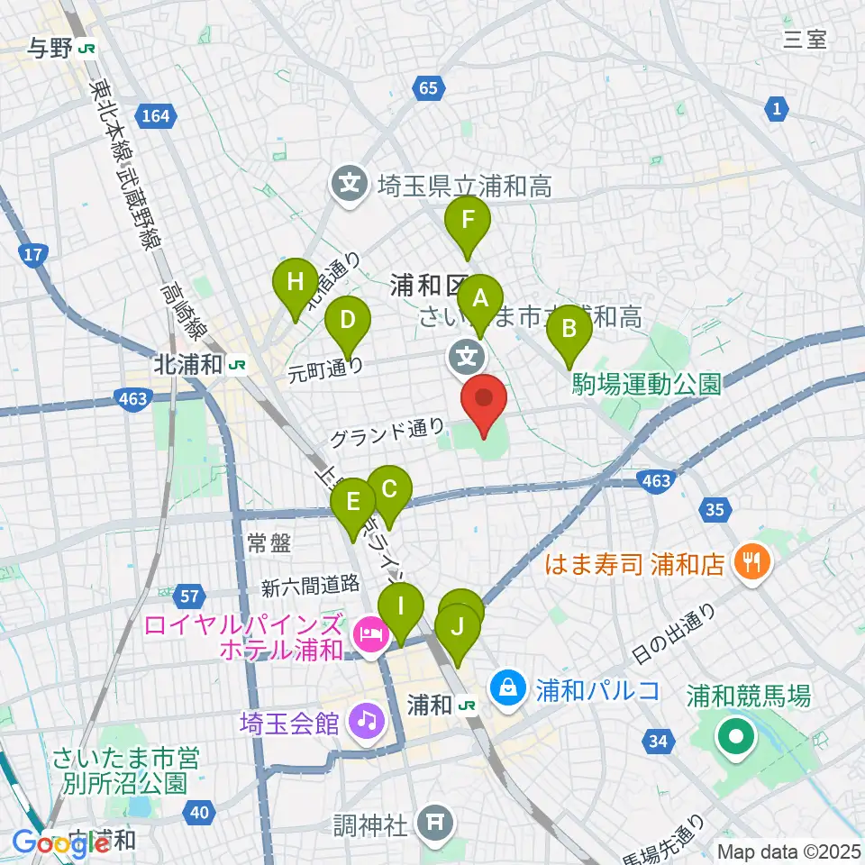 アイル・スタジアム浦和周辺のコンビニエンスストア一覧地図