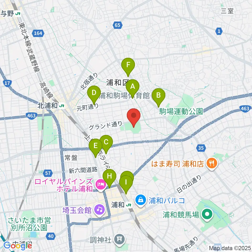 アイル・スタジアム浦和周辺のコンビニエンスストア一覧地図