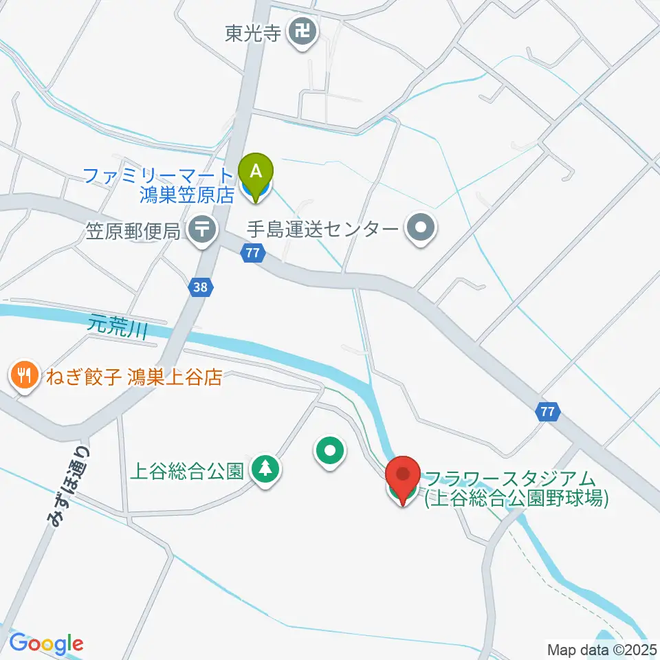 鴻巣フラワースタジアム周辺のコンビニエンスストア一覧地図