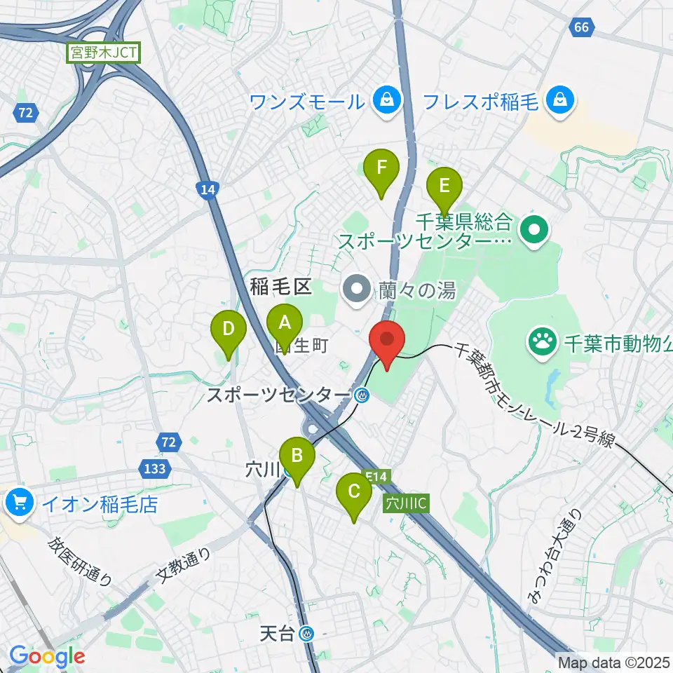千葉県総合スポーツセンター野球場周辺のコンビニエンスストア一覧地図