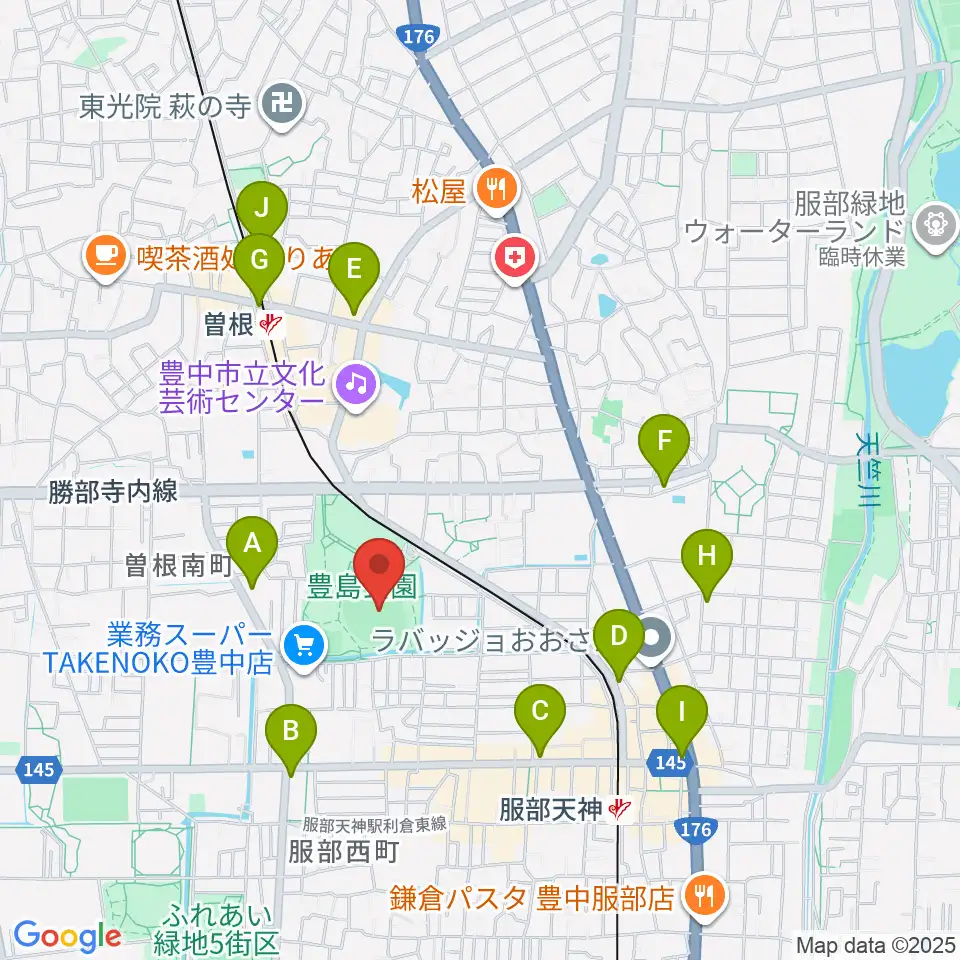 豊中ローズ球場周辺のコンビニエンスストア一覧地図