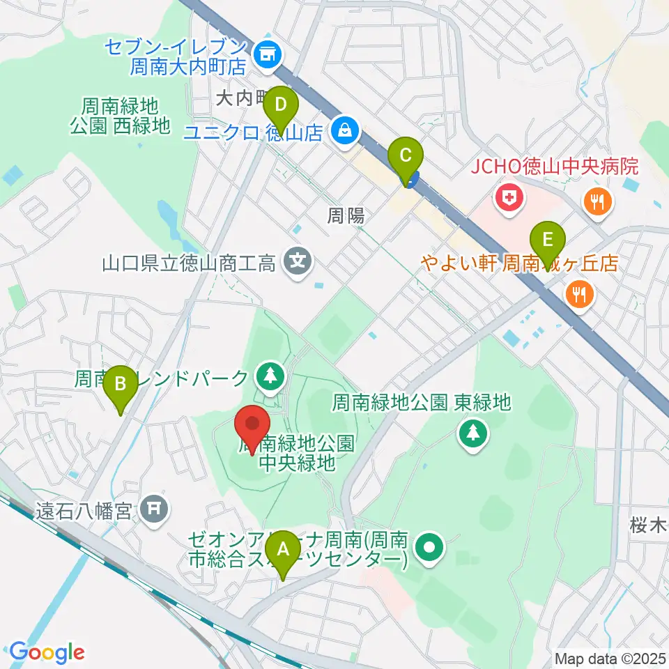 周南市野球場周辺のコンビニエンスストア一覧地図
