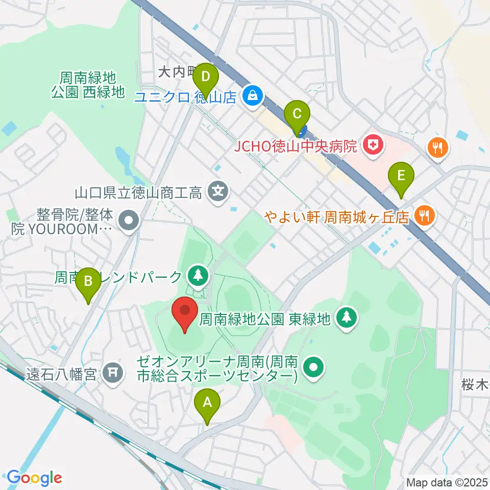 周南市野球場周辺のコンビニエンスストア一覧地図