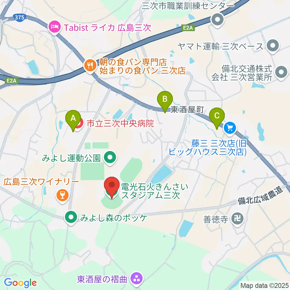 電光石火きんさいスタジアム三次周辺のコンビニエンスストア一覧地図