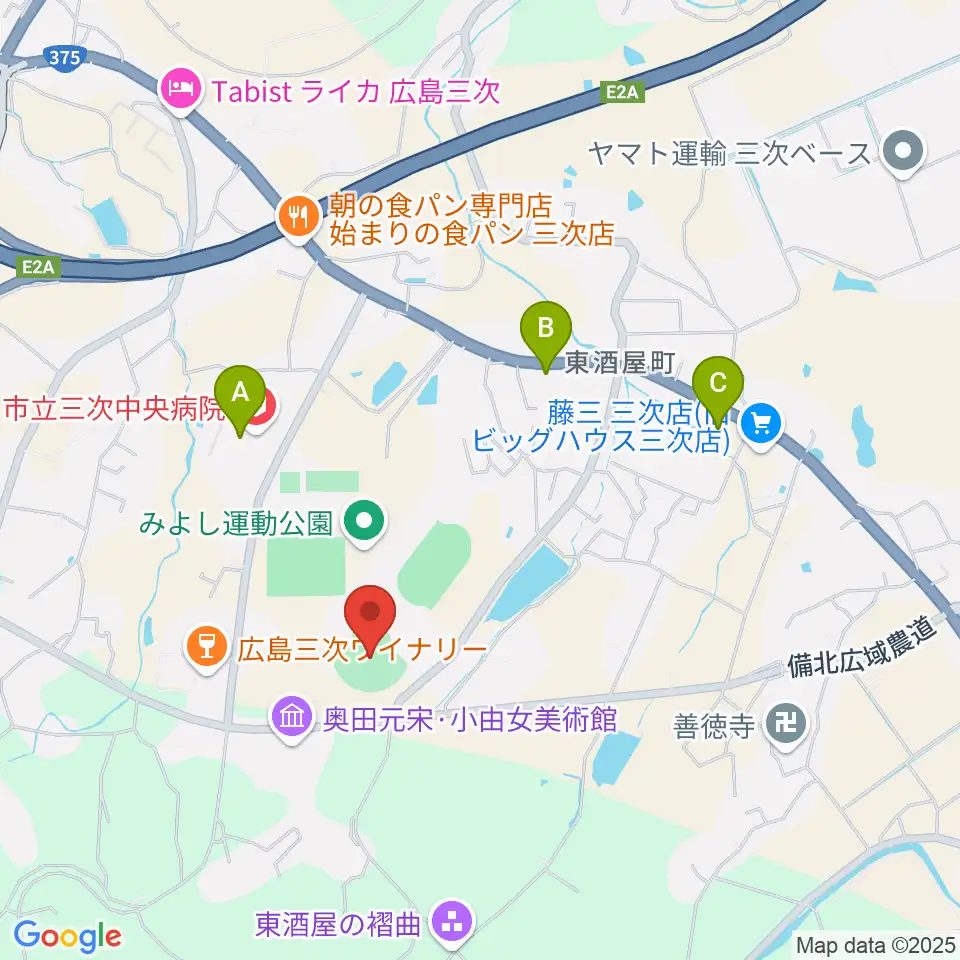 電光石火きんさいスタジアム三次周辺のコンビニエンスストア一覧地図