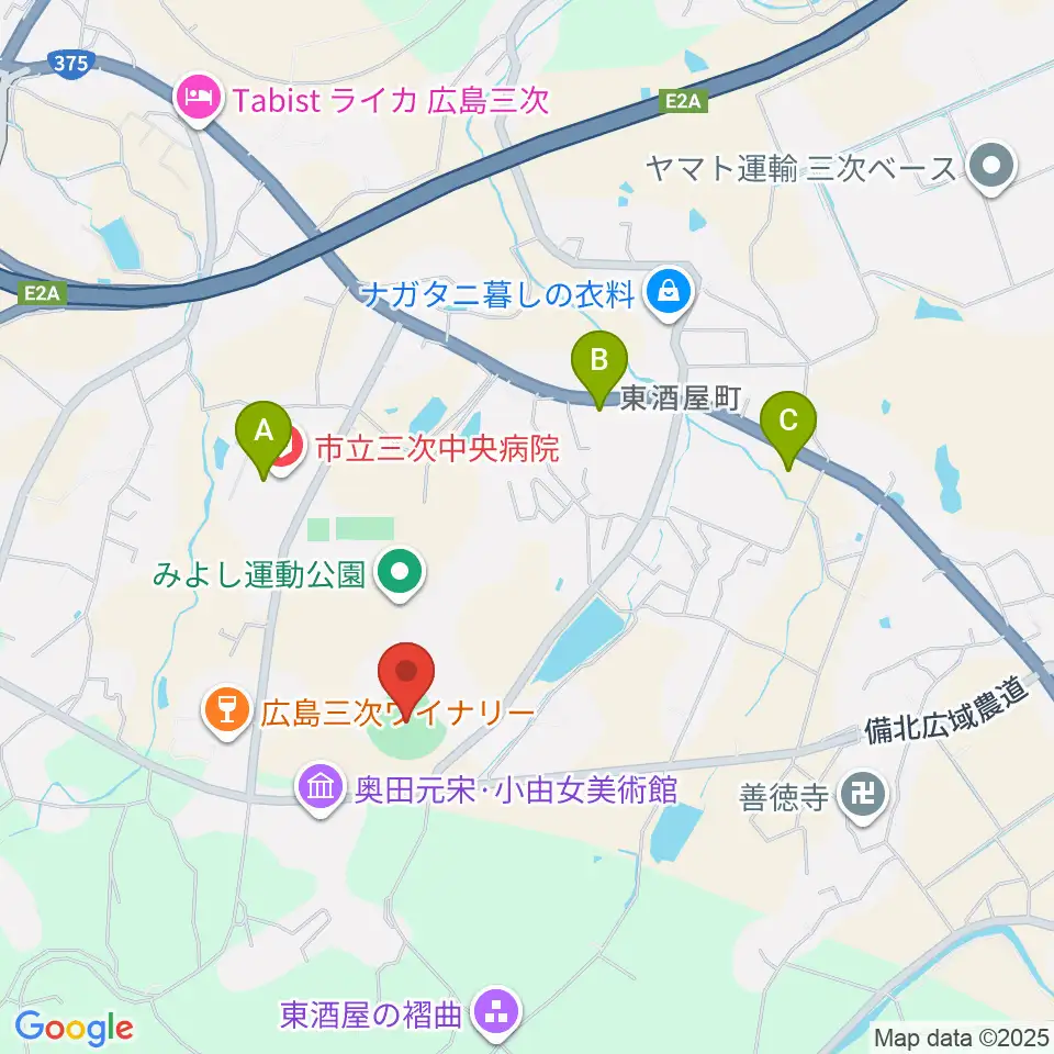 電光石火きんさいスタジアム三次周辺のコンビニエンスストア一覧地図