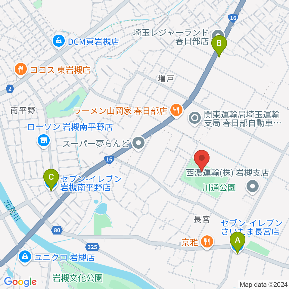 やまぶきスタジアム周辺のコンビニエンスストア一覧地図