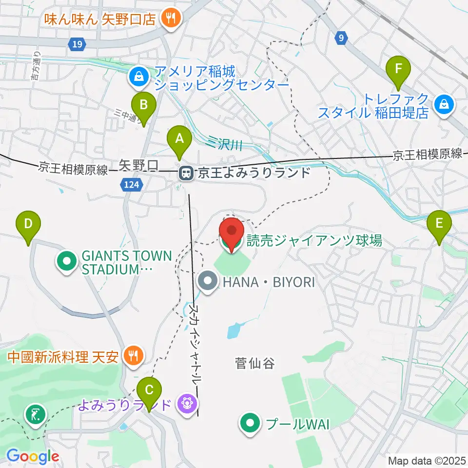 読売ジャイアンツ球場周辺のコンビニエンスストア一覧地図