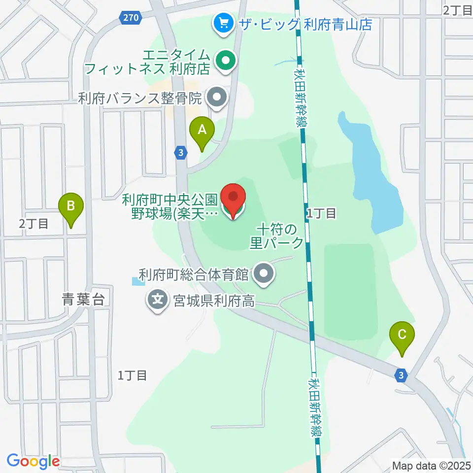 楽天イーグルス利府球場周辺のコンビニエンスストア一覧地図