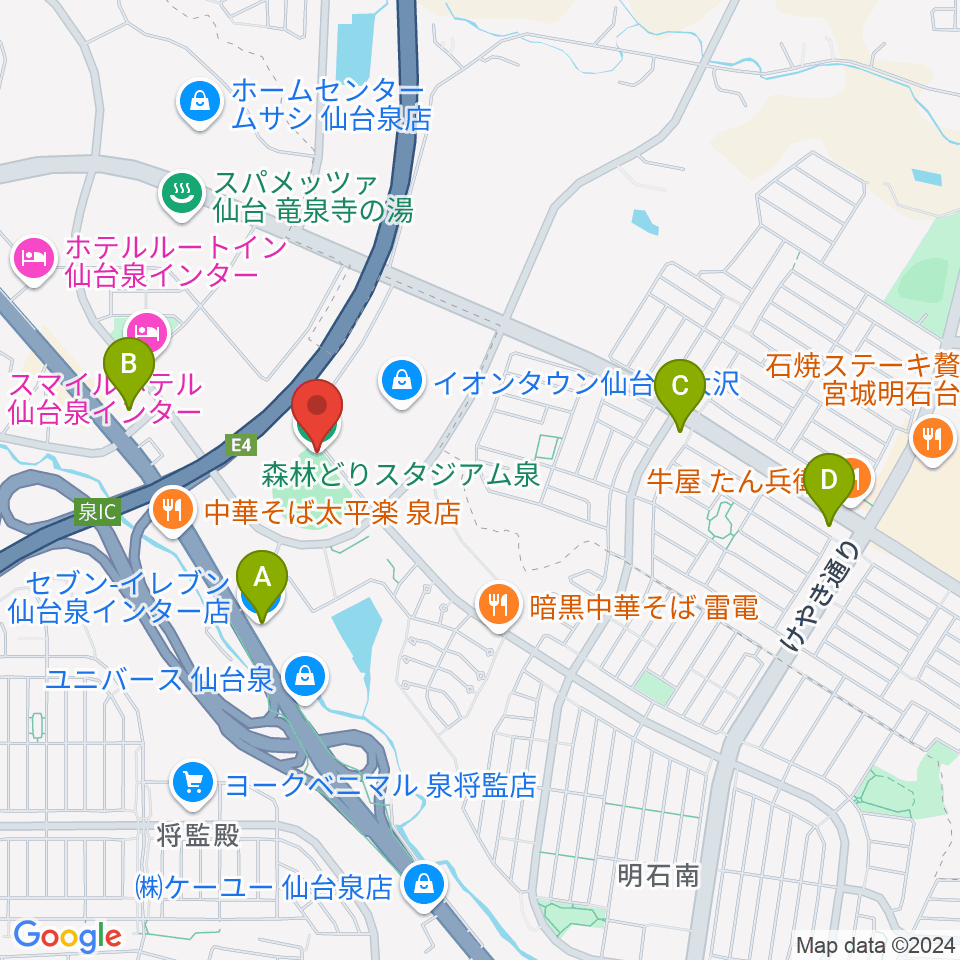 ウェルファムフーズ森林どりスタジアム泉周辺のコンビニエンスストア一覧地図