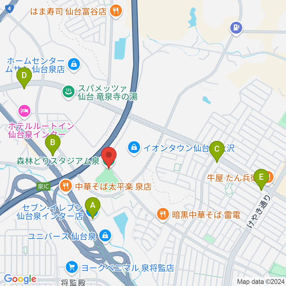 ウェルファムフーズ森林どりスタジアム泉周辺のコンビニエンスストア一覧地図