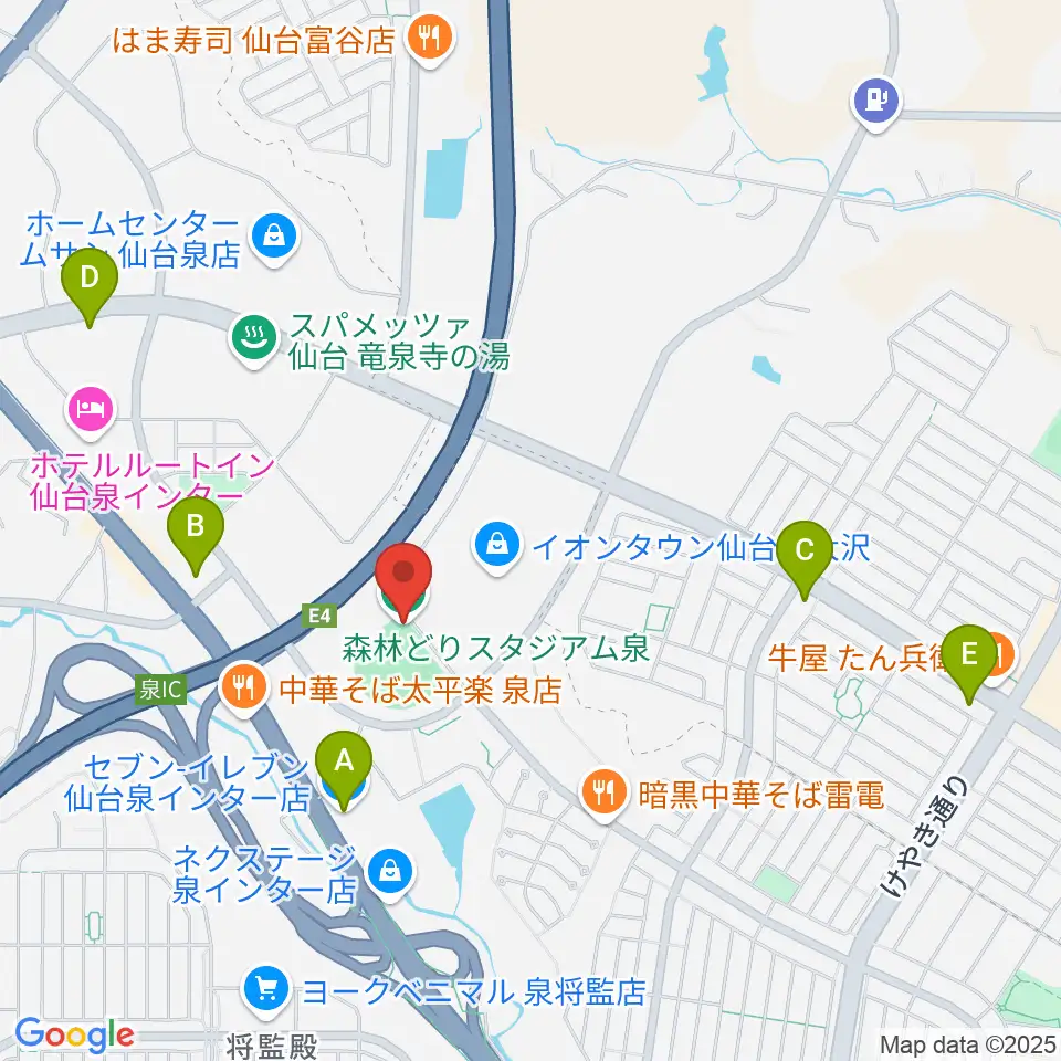 森林どりスタジアム泉周辺のコンビニエンスストア一覧地図
