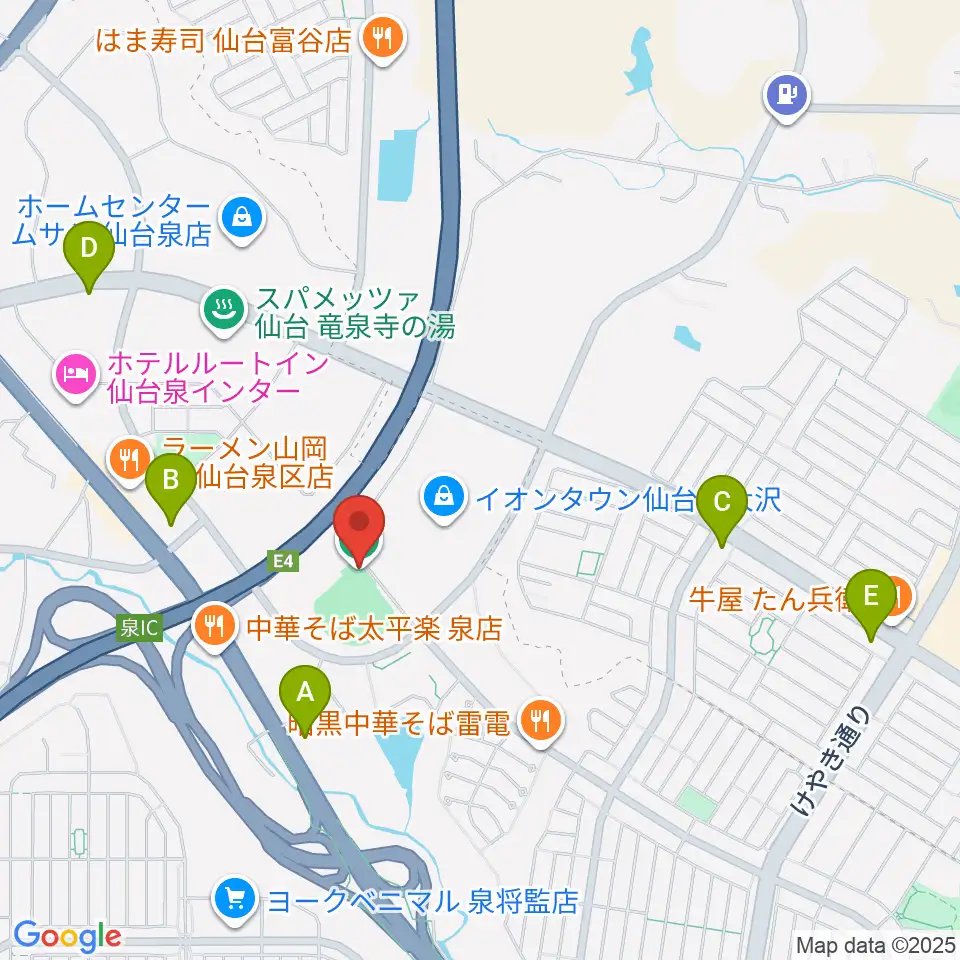 森林どりスタジアム泉周辺のコンビニエンスストア一覧地図