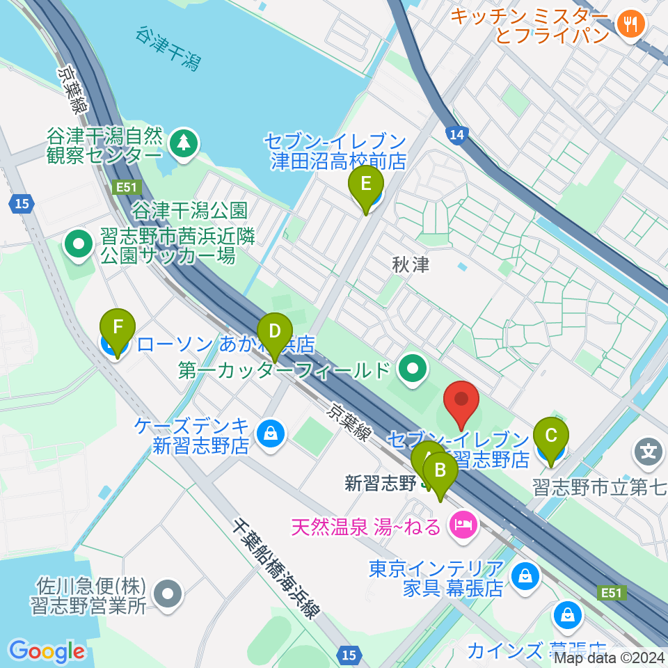 第一カッター球場周辺のコンビニエンスストア一覧地図