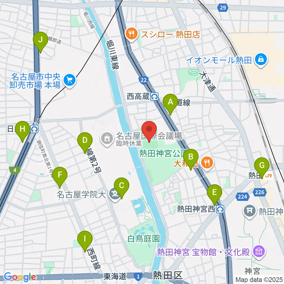 熱田愛知時計120スタジアム周辺のコンビニエンスストア一覧地図