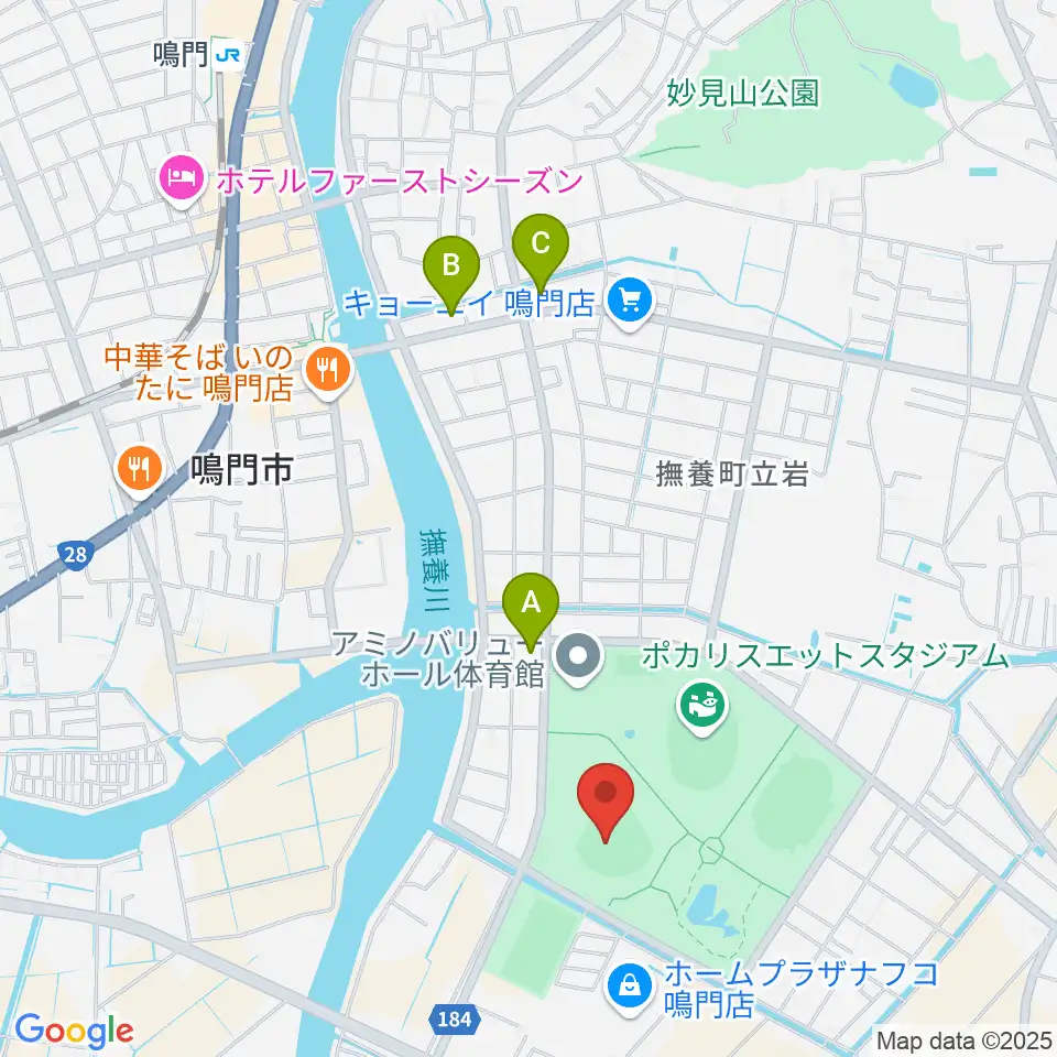オロナミンC球場周辺のコンビニエンスストア一覧地図