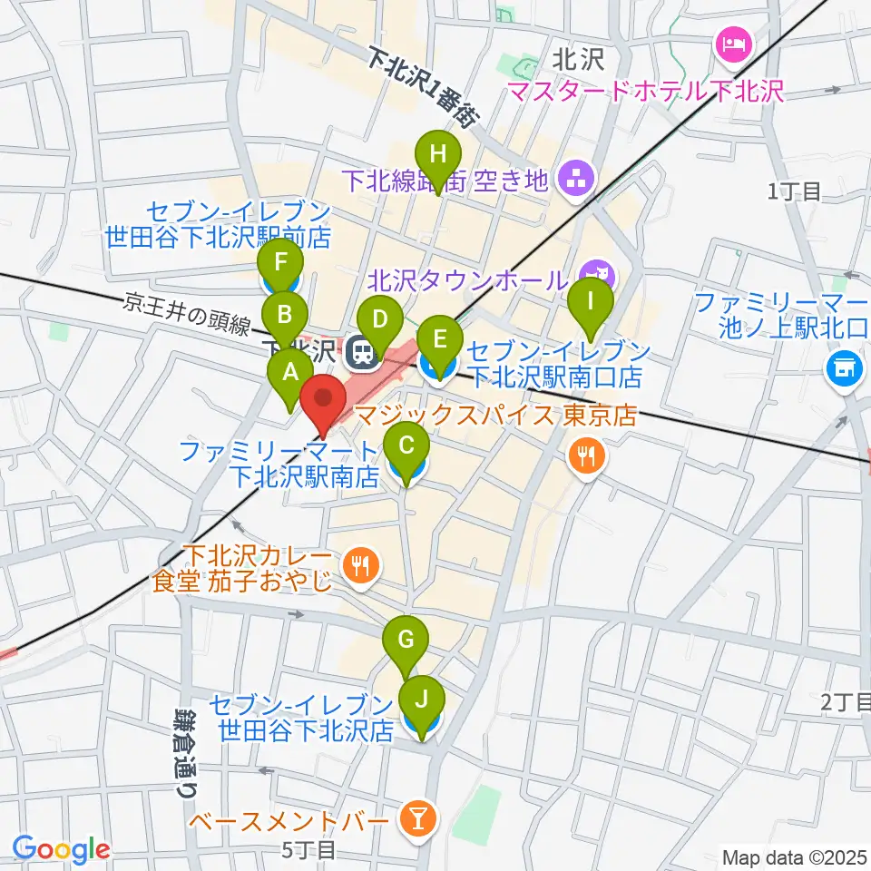 下北沢K2周辺のコンビニエンスストア一覧地図