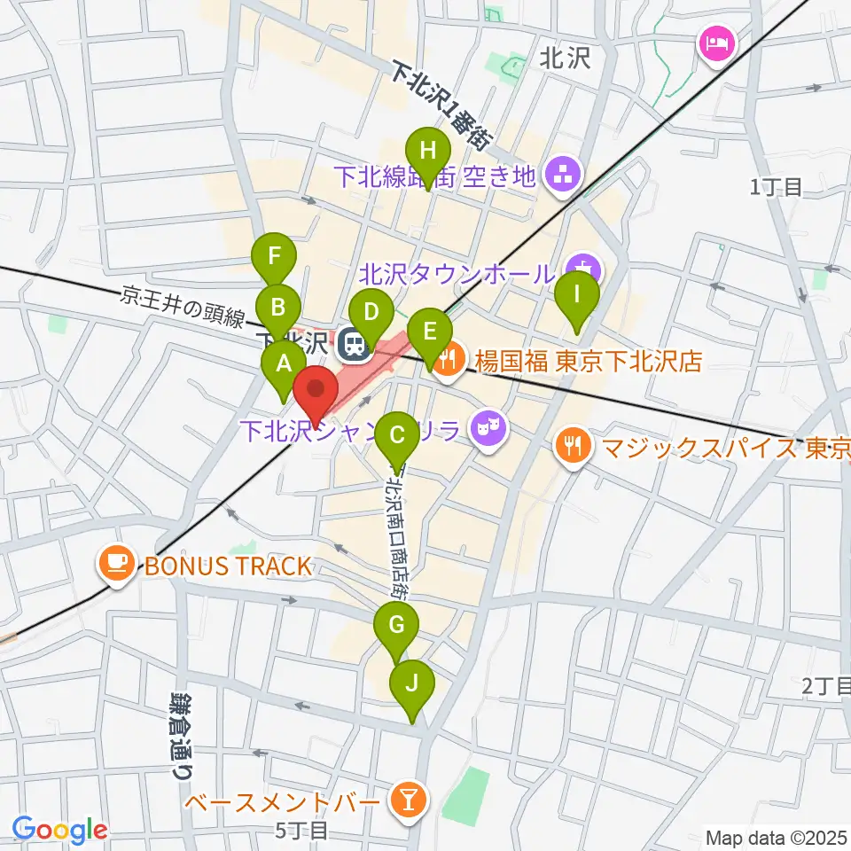 下北沢K2周辺のコンビニエンスストア一覧地図