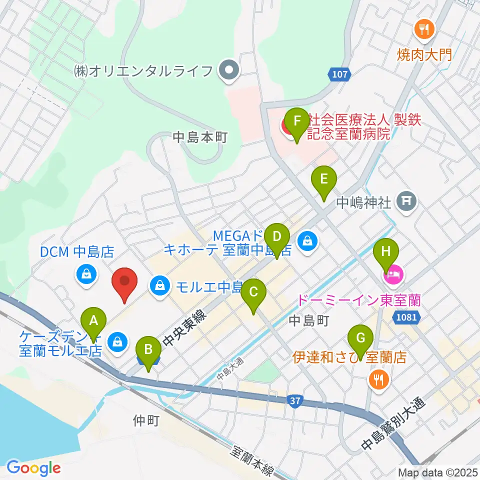 新和産業アイスアリーナ室蘭周辺のコンビニエンスストア一覧地図