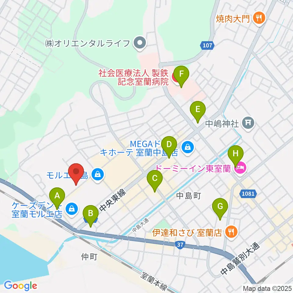 新和産業アイスアリーナ室蘭周辺のコンビニエンスストア一覧地図