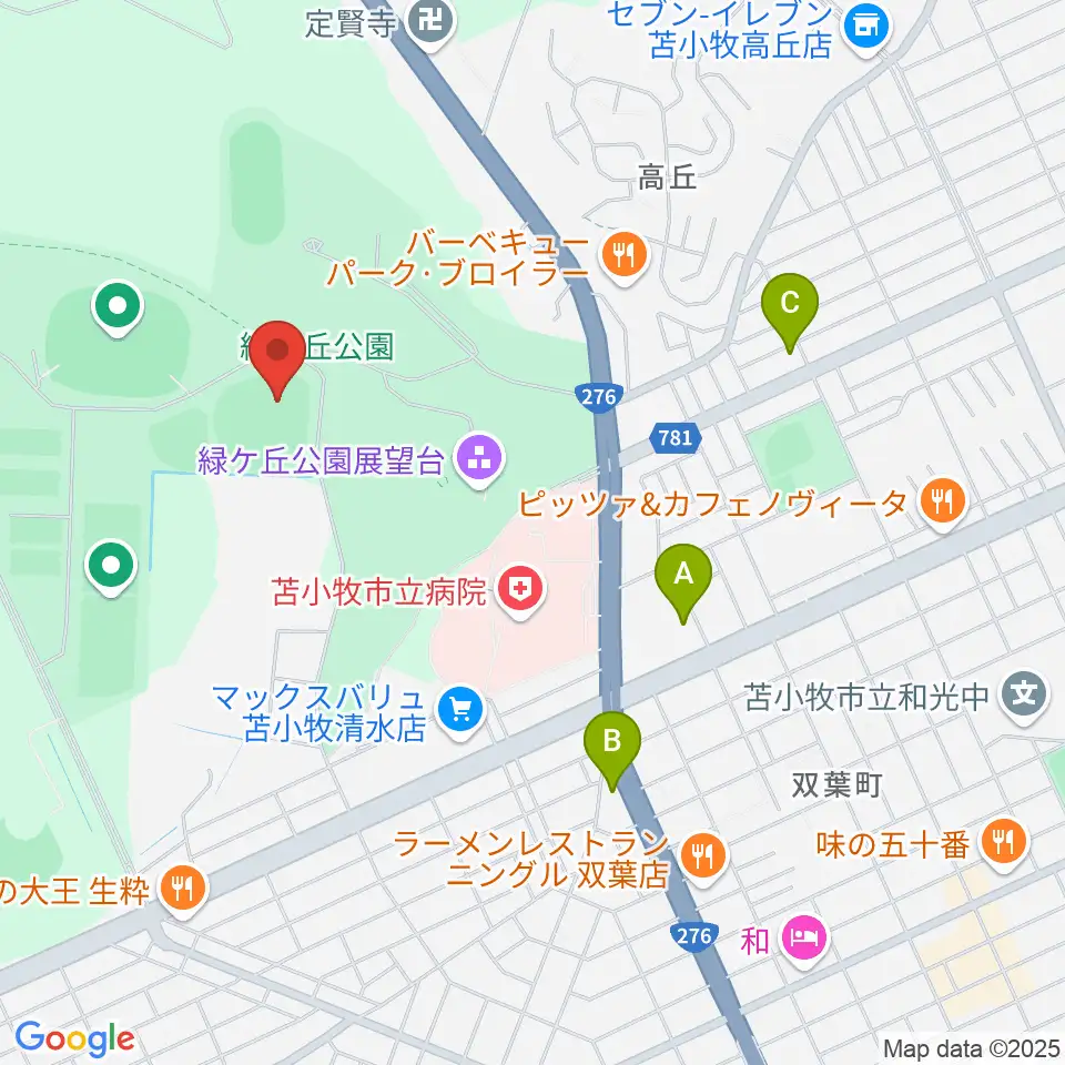とましんスタジアム周辺のコンビニエンスストア一覧地図