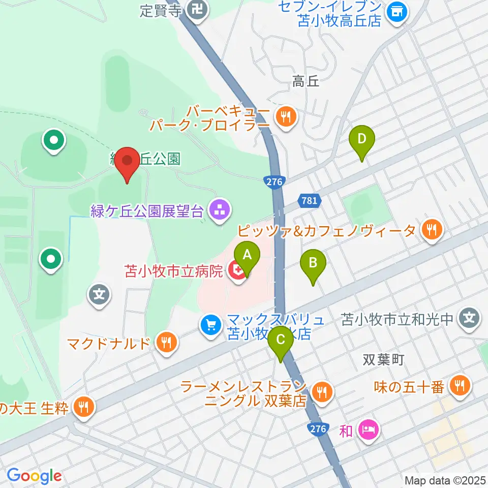とましんスタジアム周辺のコンビニエンスストア一覧地図