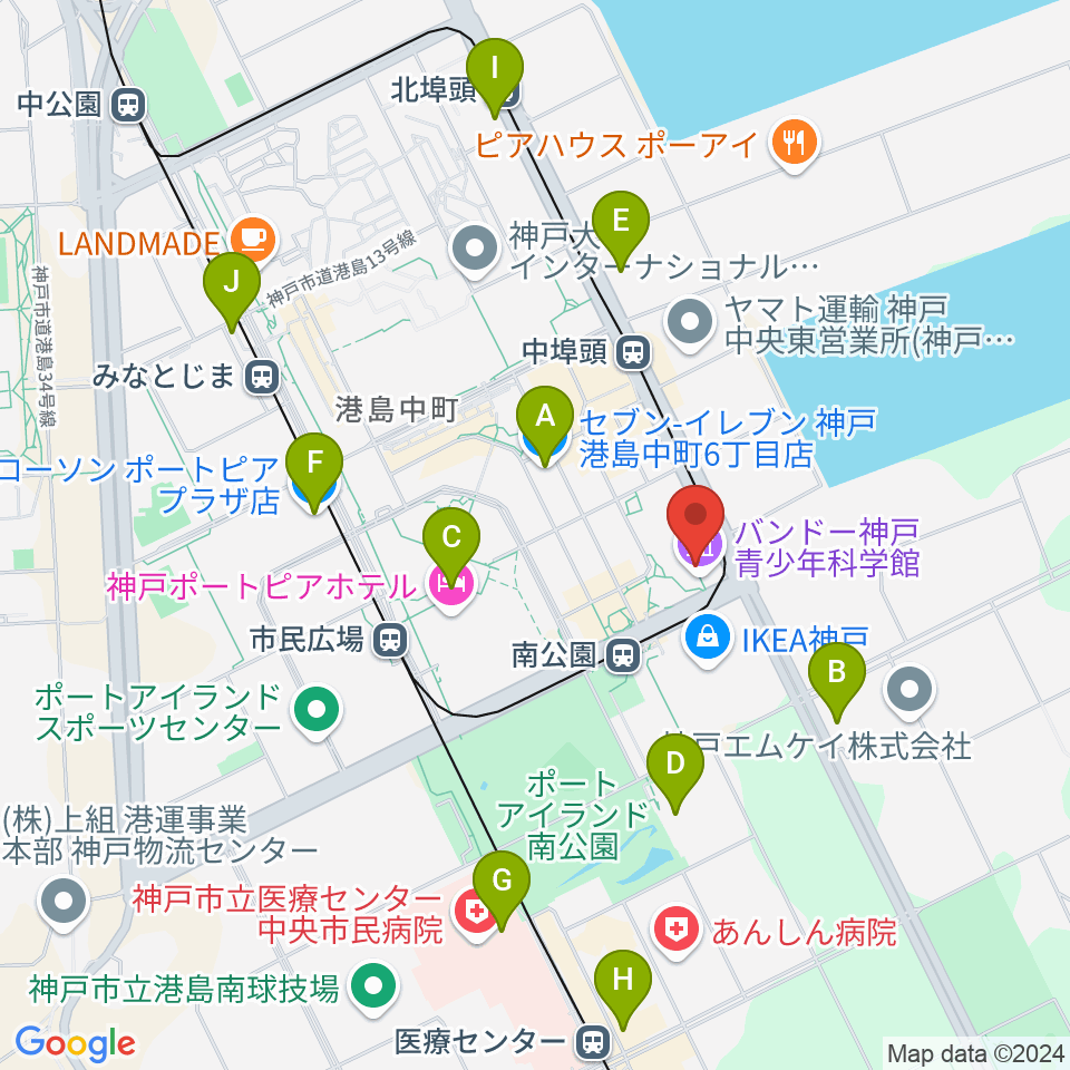 バンドー神戸青少年科学館周辺のコンビニエンスストア一覧地図