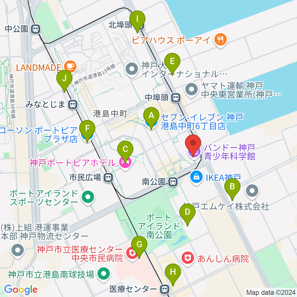 バンドー神戸青少年科学館周辺のコンビニエンスストア一覧地図