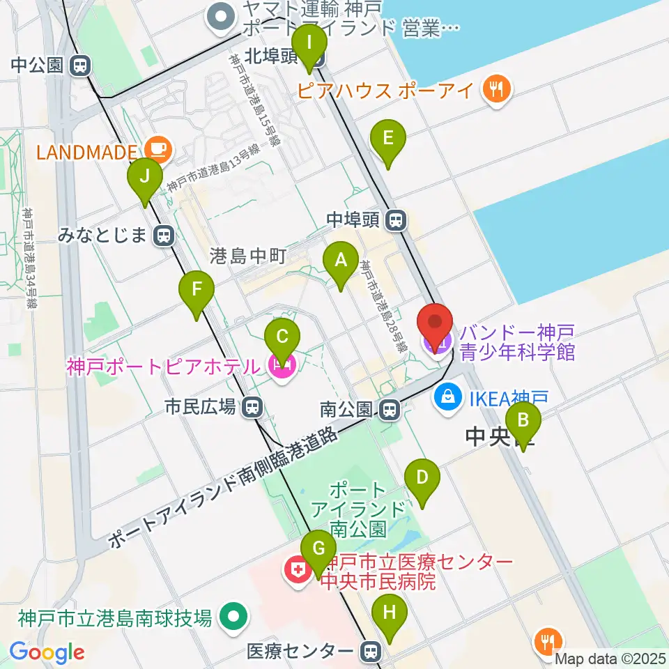 バンドー神戸青少年科学館周辺のコンビニエンスストア一覧地図