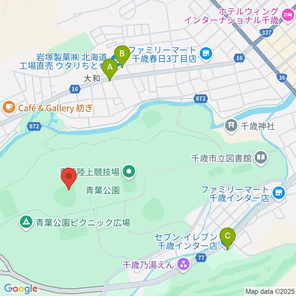 千歳市民球場周辺のコンビニエンスストア一覧地図